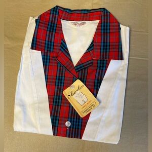 Vintage White with Red and Blue Plaid Women’s Sleeveless Shirt